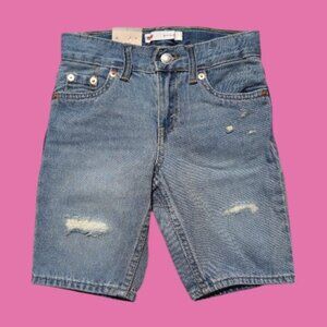 Levi's Boys Zip Fly & Button Clousure Light Wash Blue Denim Shorts NWT